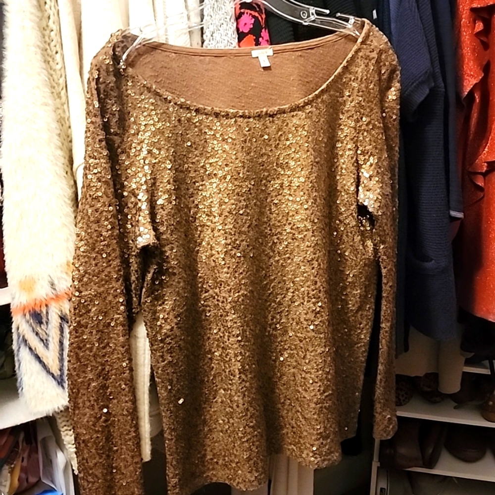JCrew Gold sequin top sz sm